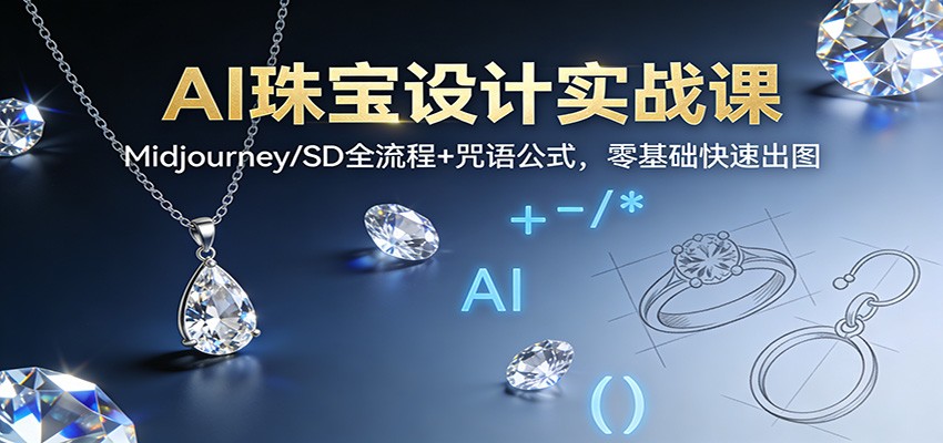 AI珠宝设计实战课:Midjourney/SD全流程+咒语公式,零基础快速出图-优优云网创