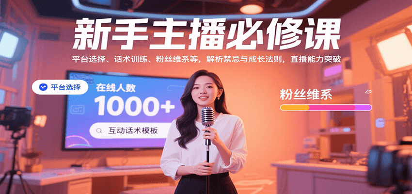 新手主播必修课:平台选择、话术训练、粉丝维系等,解析禁忌与成长法则,突破直播能力-优优云网创