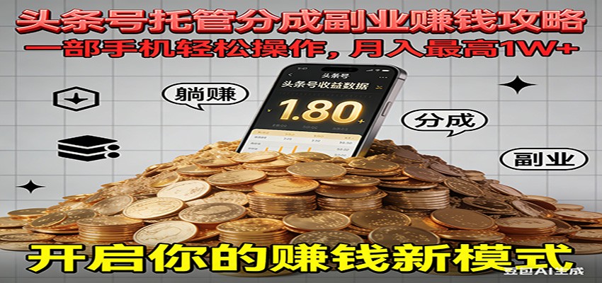 全程托管今日头条,一部手机就可以开干,最高躺赚1W+-优优云网创